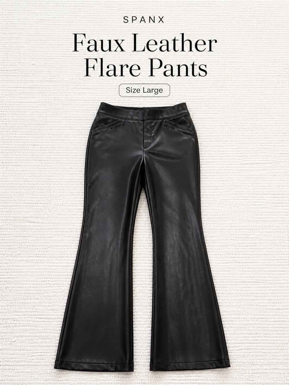 Spanx Faux Leather Flare Pants Black Pull On High Rise L
